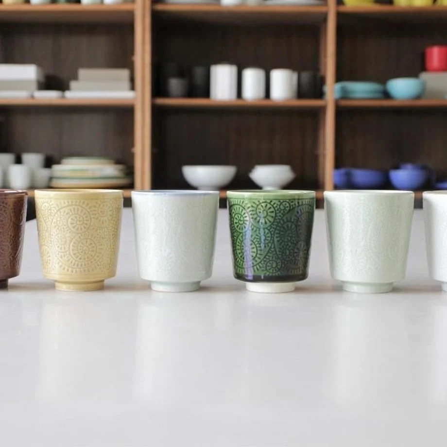 Koyu Ofuke Pale Blue Chrysanthemum Sake Cup - Image 3