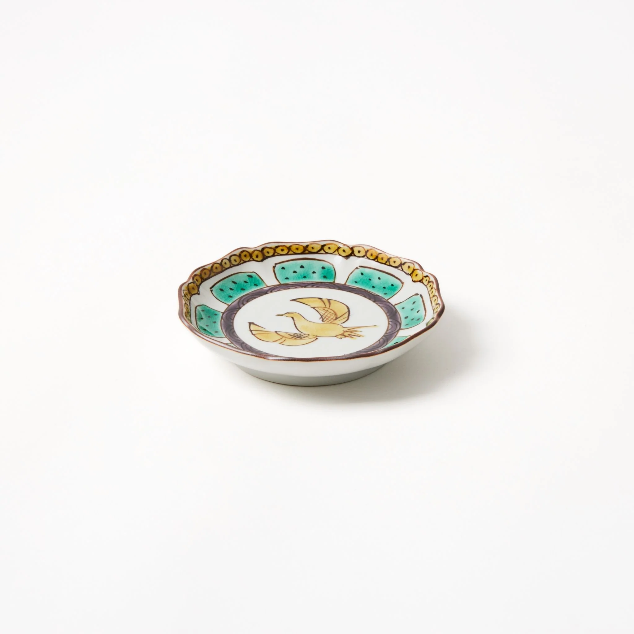 Bird Patterned Petal Rimmed Circle Plate - Image 3