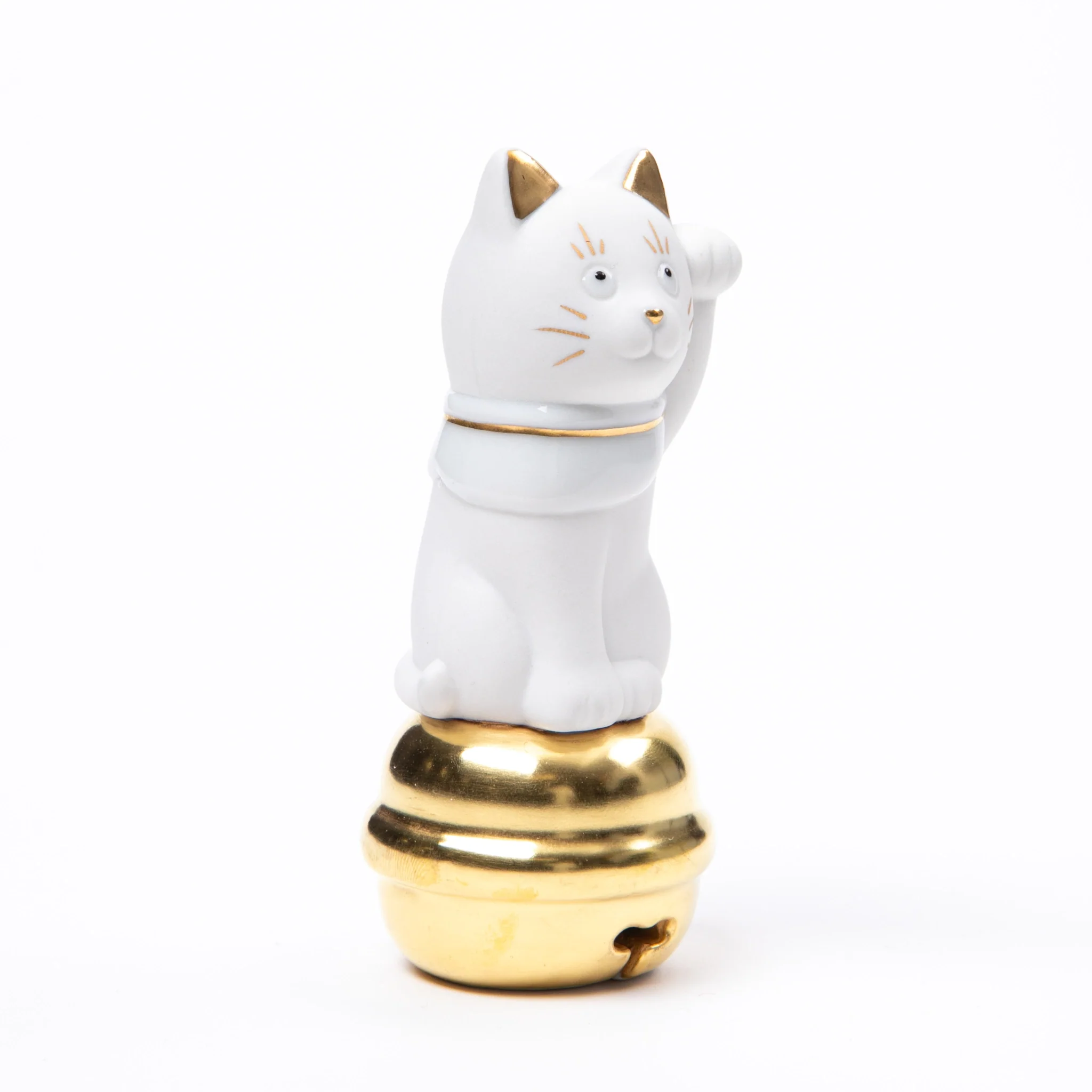 Choemon Kiln Kutani Left Handed White Maneki Neko - Bell Rider - Image 3