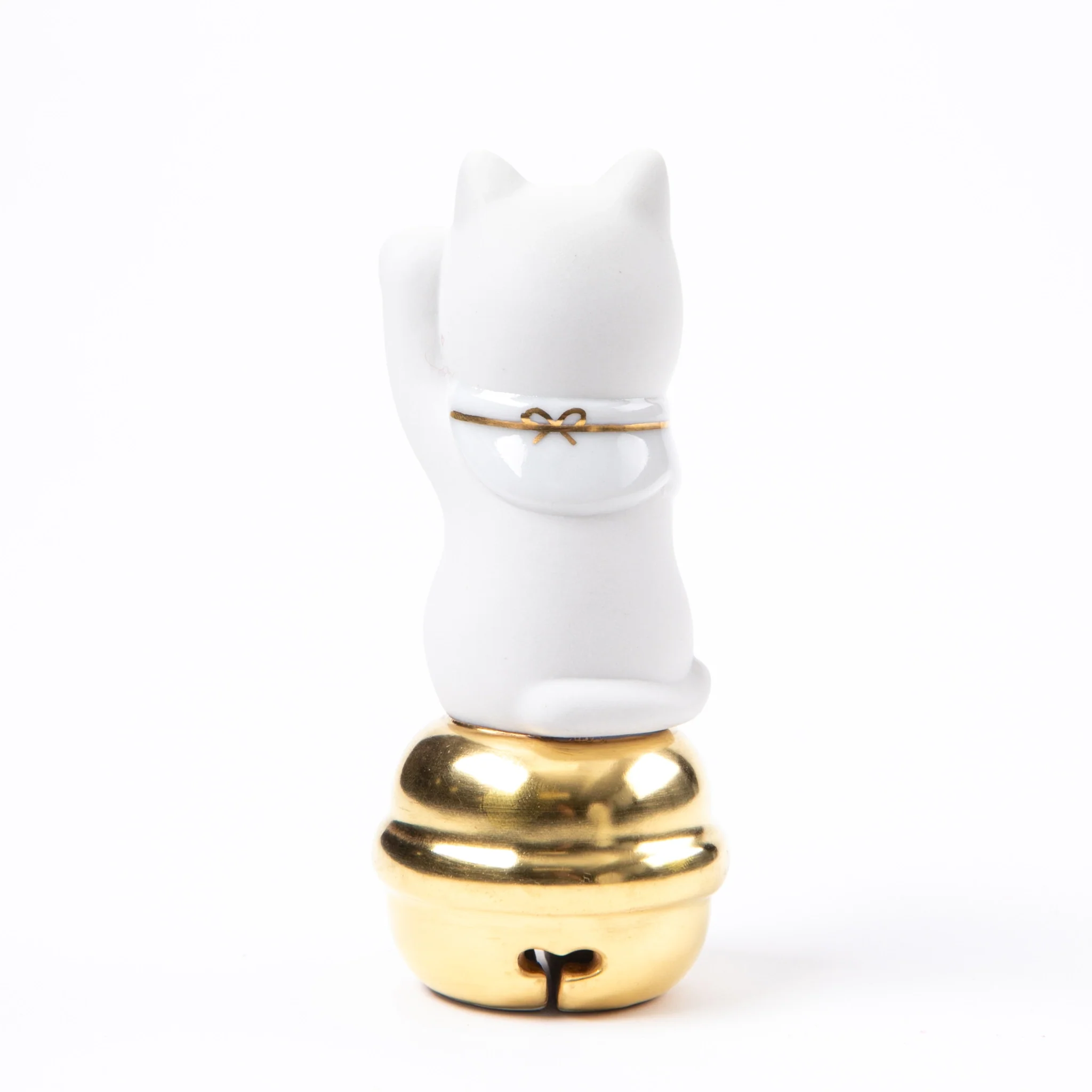 Choemon Kiln Kutani Left Handed White Maneki Neko - Bell Rider - Image 4