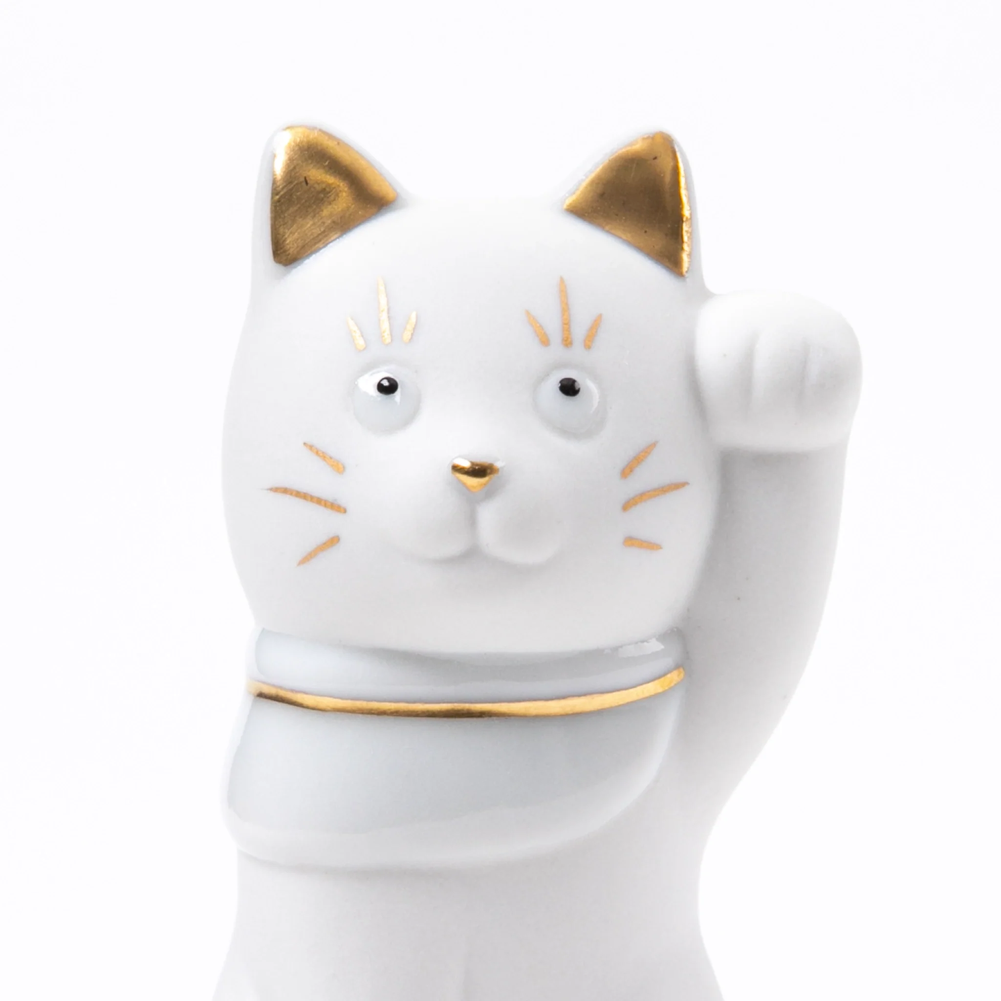 Choemon Kiln Kutani Left Handed White Maneki Neko - Bell Rider - Image 5