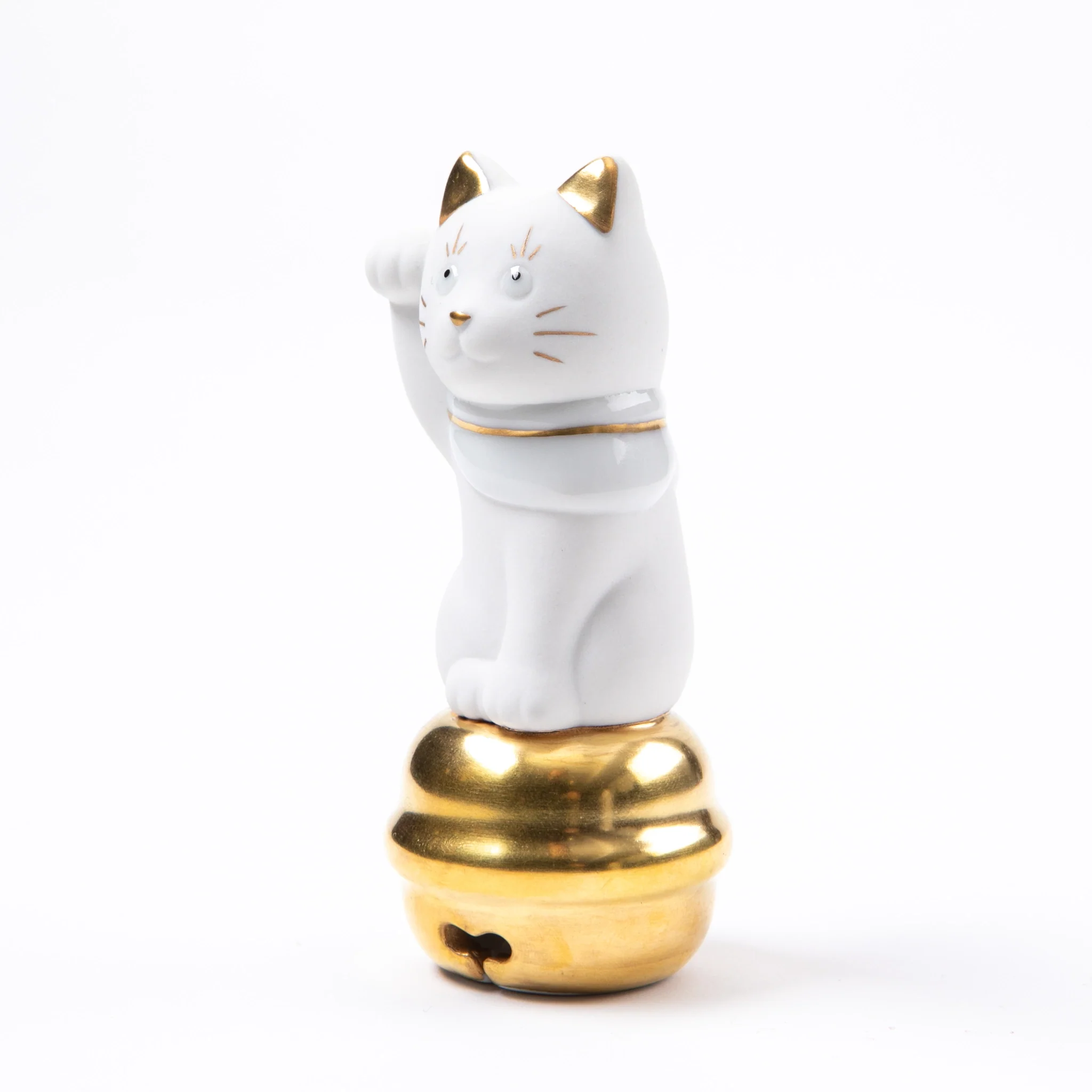 Choemon Kiln Kutani Right Handed White Maneki Neko - Bell Rider - Image 3