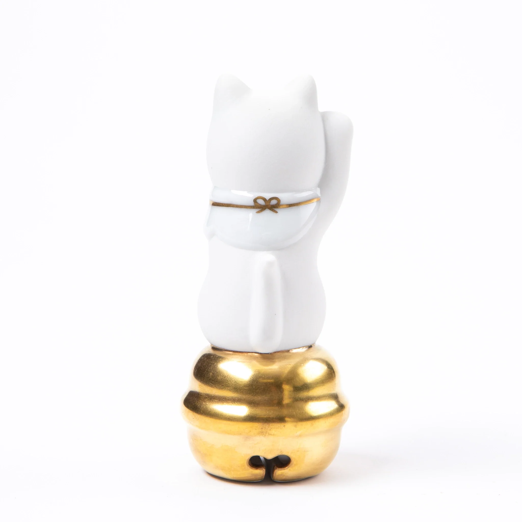 Choemon Kiln Kutani Right Handed White Maneki Neko - Bell Rider - Image 4