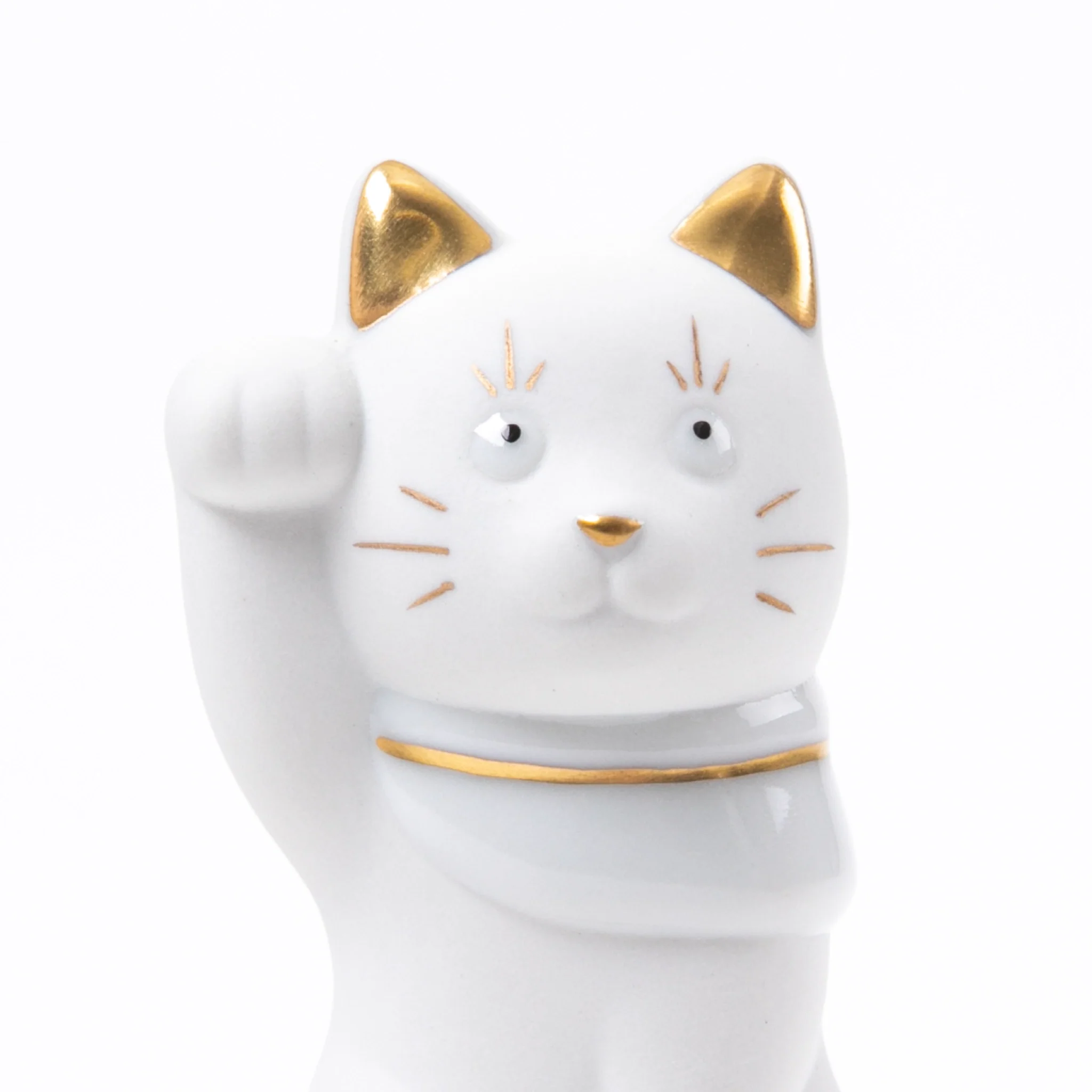 Choemon Kiln Kutani Right Handed White Maneki Neko - Bell Rider - Image 5