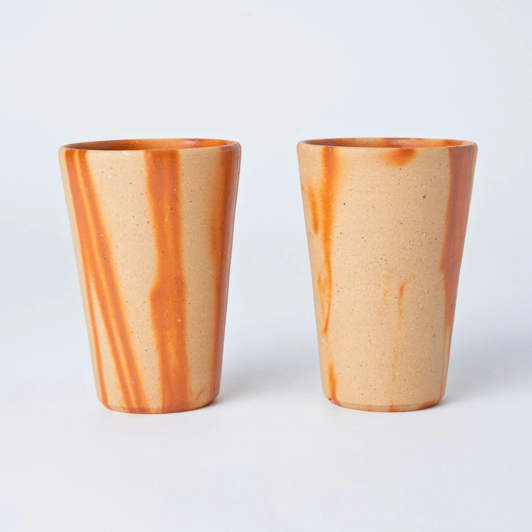 Hozan Kiln Hidasuki Bizen Ware Beer Tumbler Set - Image 3