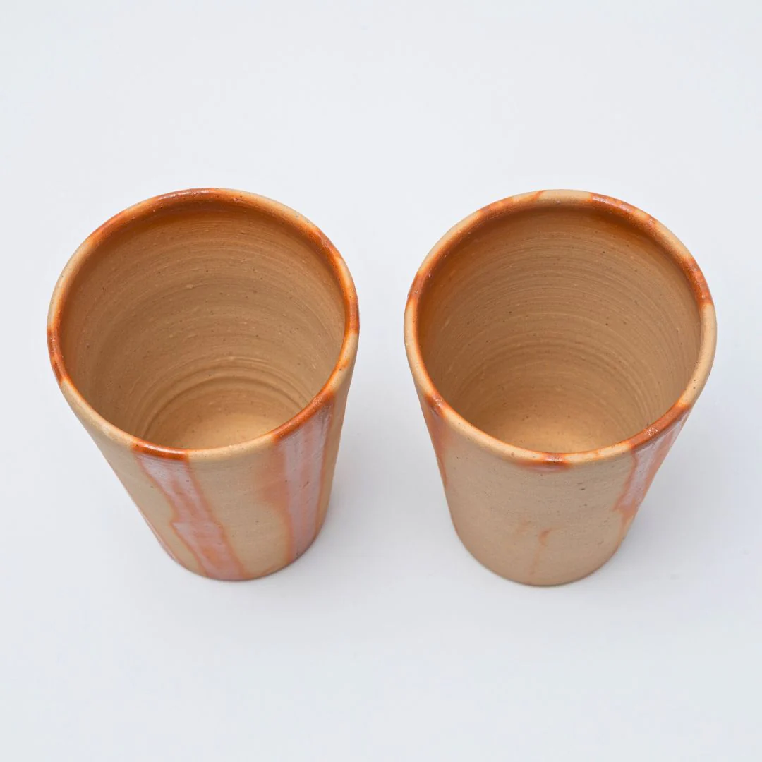 Hozan Kiln Hidasuki Bizen Ware Beer Tumbler Set - Image 4