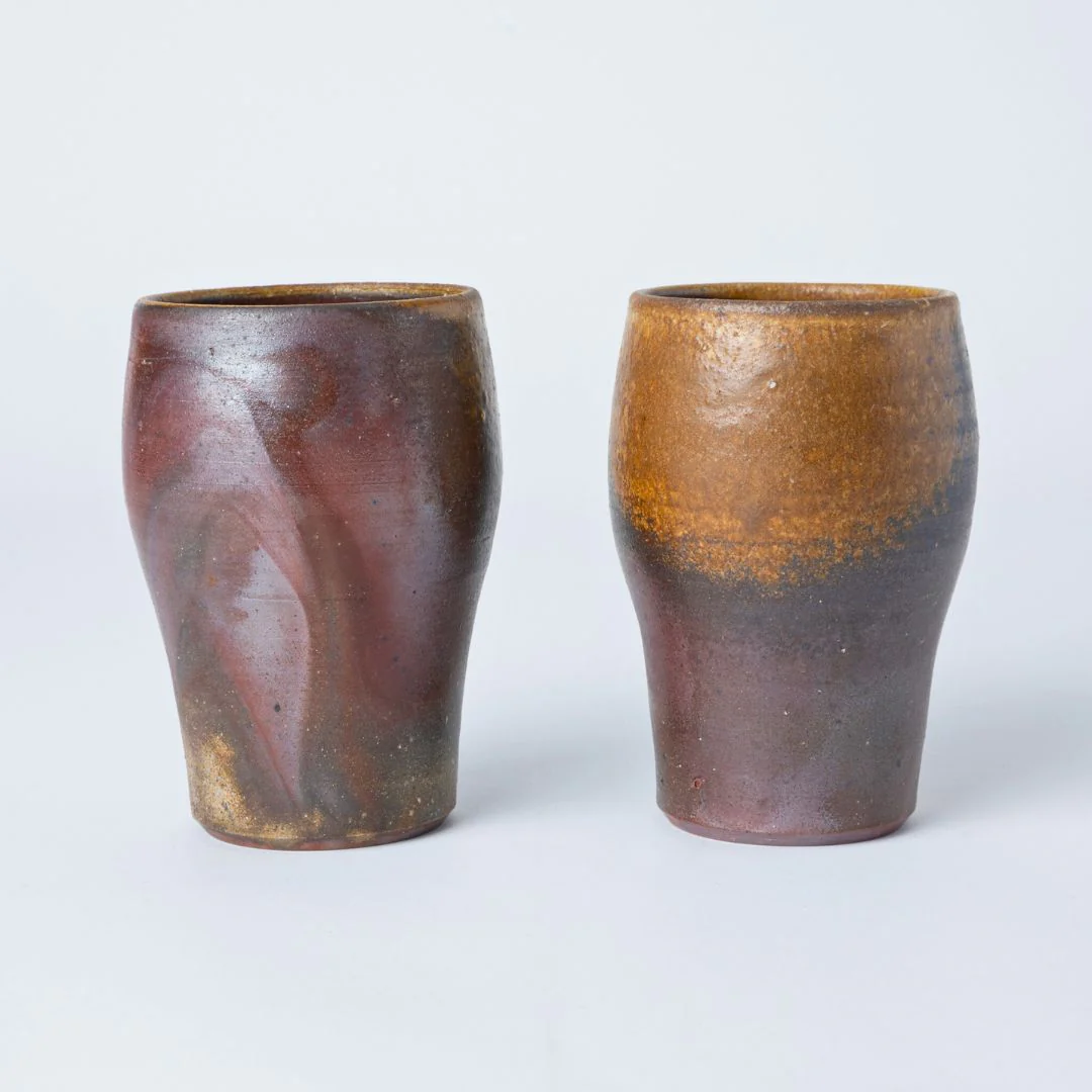 Hozan Kiln Sangiri and Goma Bizen Ware Round Beer Tumbler Set - Image 3