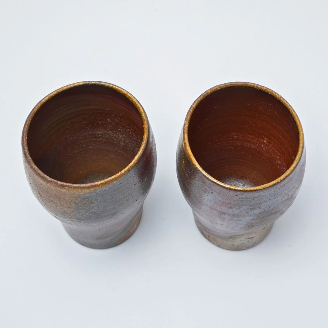 Hozan Kiln Sangiri and Goma Bizen Ware Round Beer Tumbler Set - Image 4