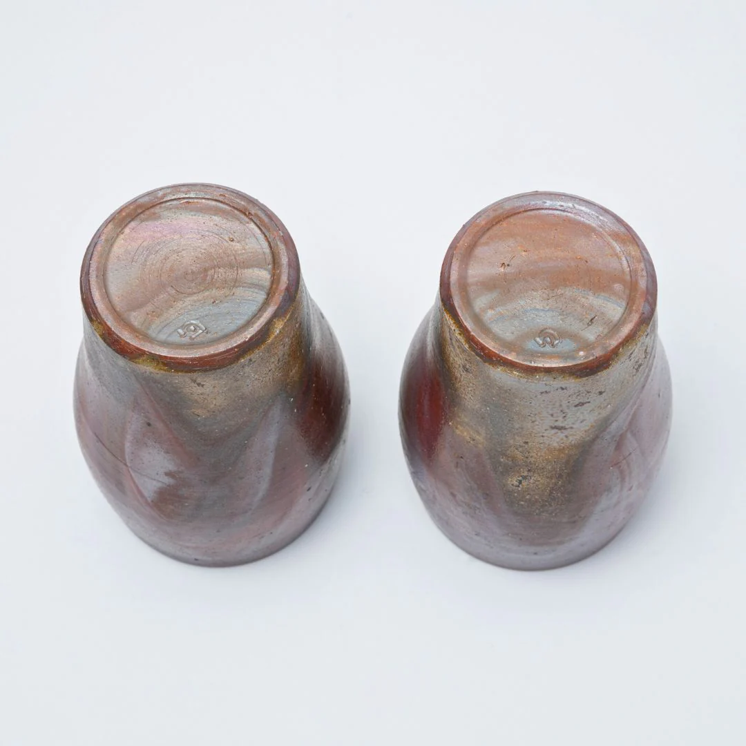 Hozan Kiln Sangiri and Goma Bizen Ware Round Beer Tumbler Set - Image 5