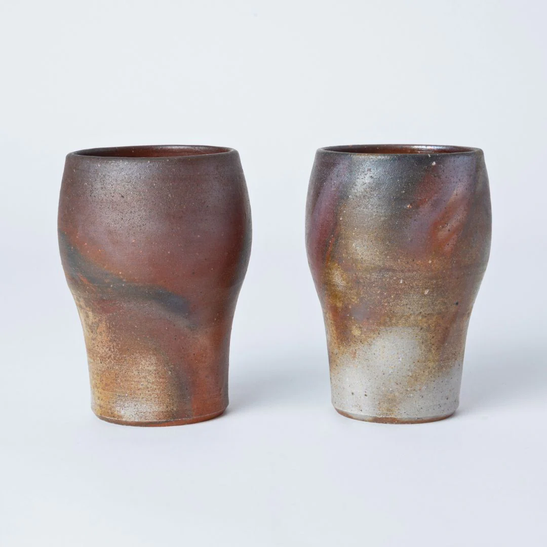 Hozan Kiln Sangiri Bizen Ware Rounded Beer Tumbler Set - Image 3