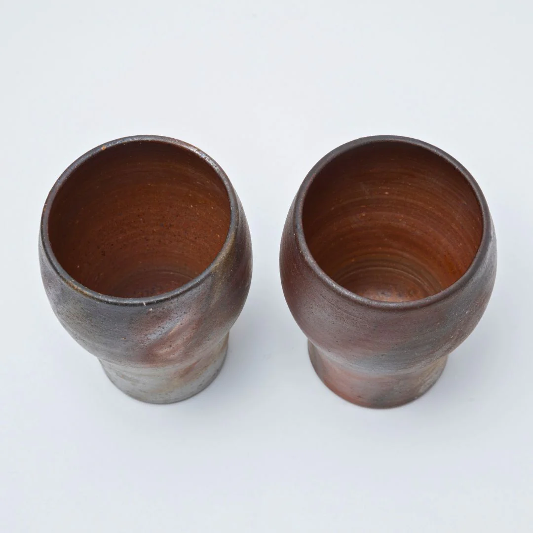 Hozan Kiln Sangiri Bizen Ware Rounded Beer Tumbler Set - Image 4