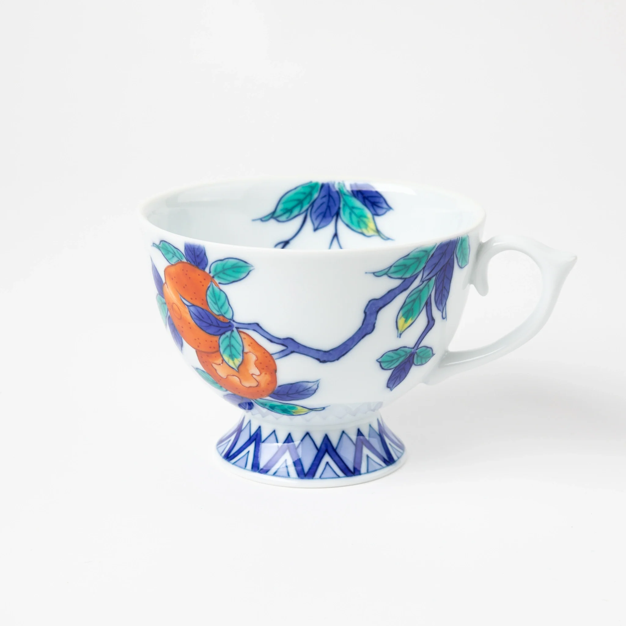 Iro-Nabeshima Glazed Porcelain Pomegranate Coffee Cup and Saucer Set - Image 3