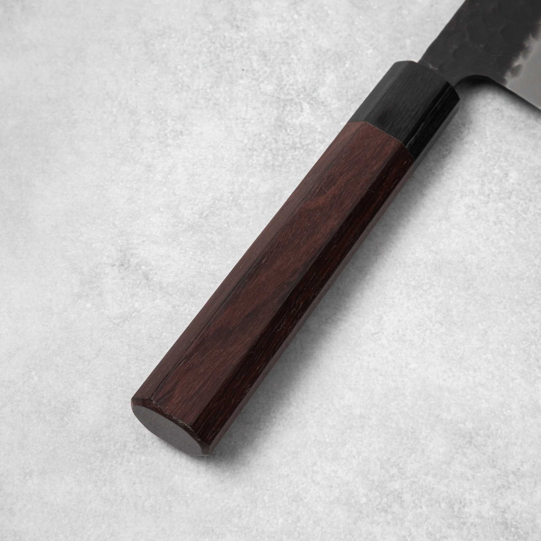 Ishizuchi Blue Super Steel Kurohada Tsuchime Kiritsuke Knife Rosewood Handle - Image 4