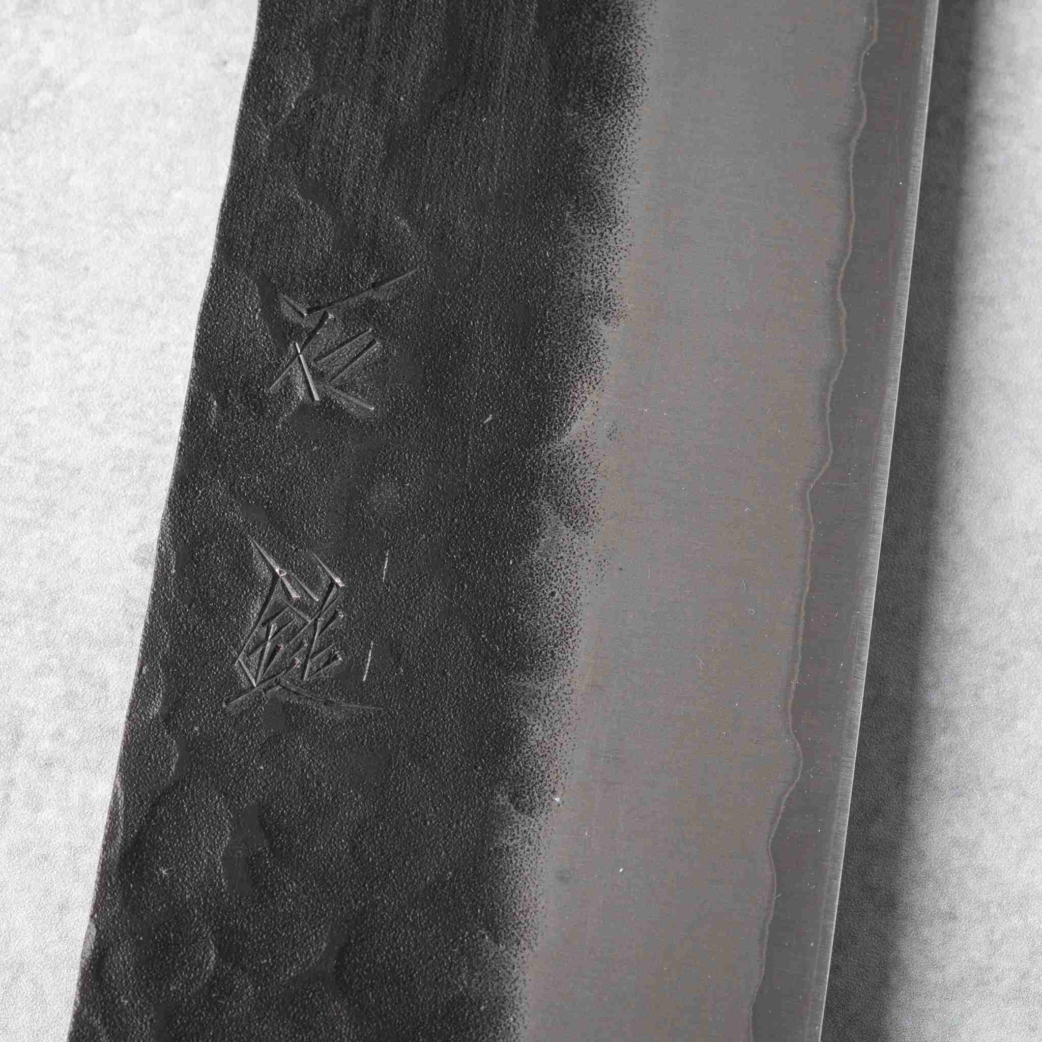 Ishizuchi Blue Super Steel Kurohada Tsuchime Kiritsuke Knife Rosewood Handle - Image 5