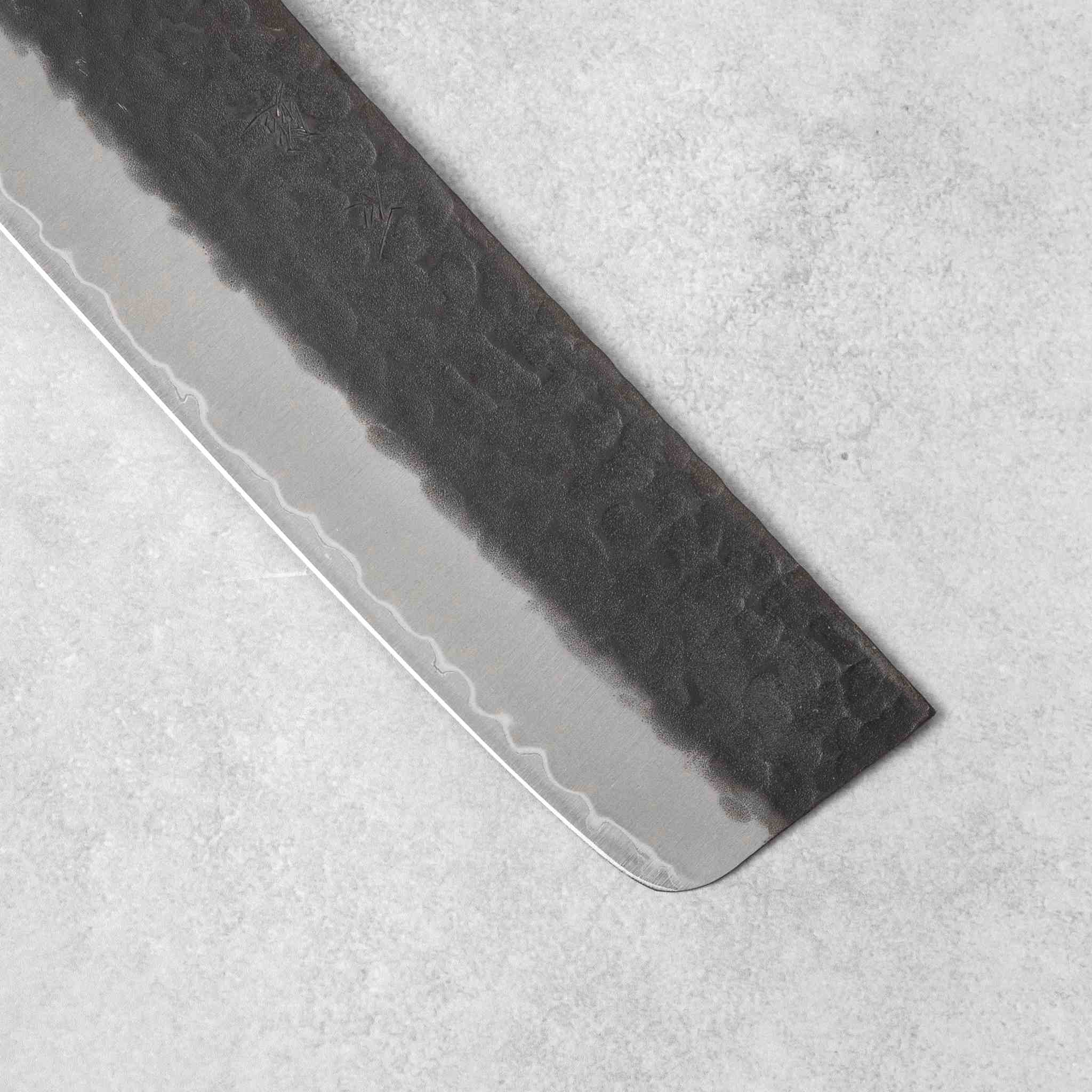Ishizuchi Blue Super Steel Kurohada Tsuchime Nakiri Knife Rosewood Handle - Image 3