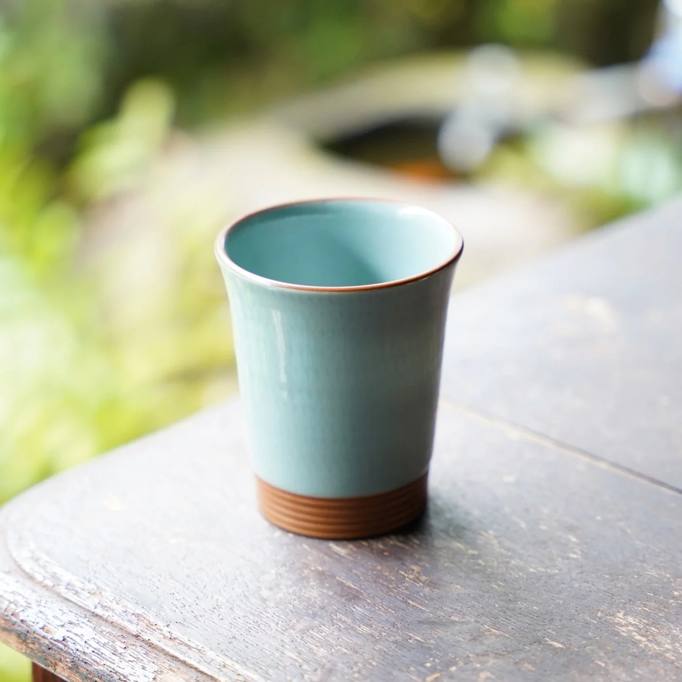 Large Blue Celadon Porcelain Kiyomizu Cup - Image 4